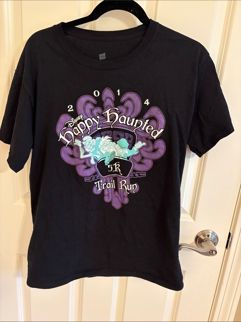 Disney Black Short-Sleeve Tee with Purple and Aqua Haunted 5K Graphic
